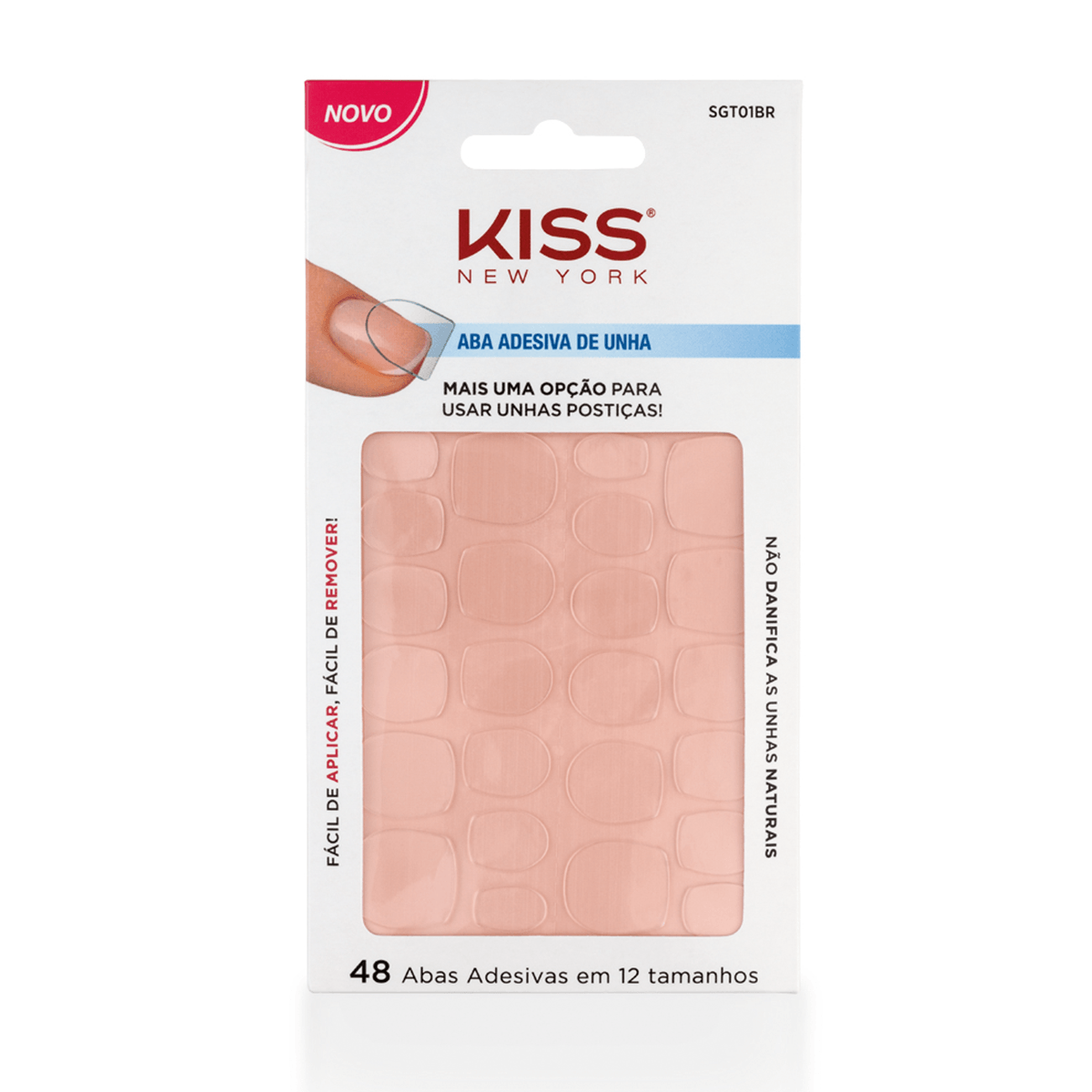 Abas Adesivas para Unhas Postiças Kiss New York 12 Tamanhos 48 Unidades