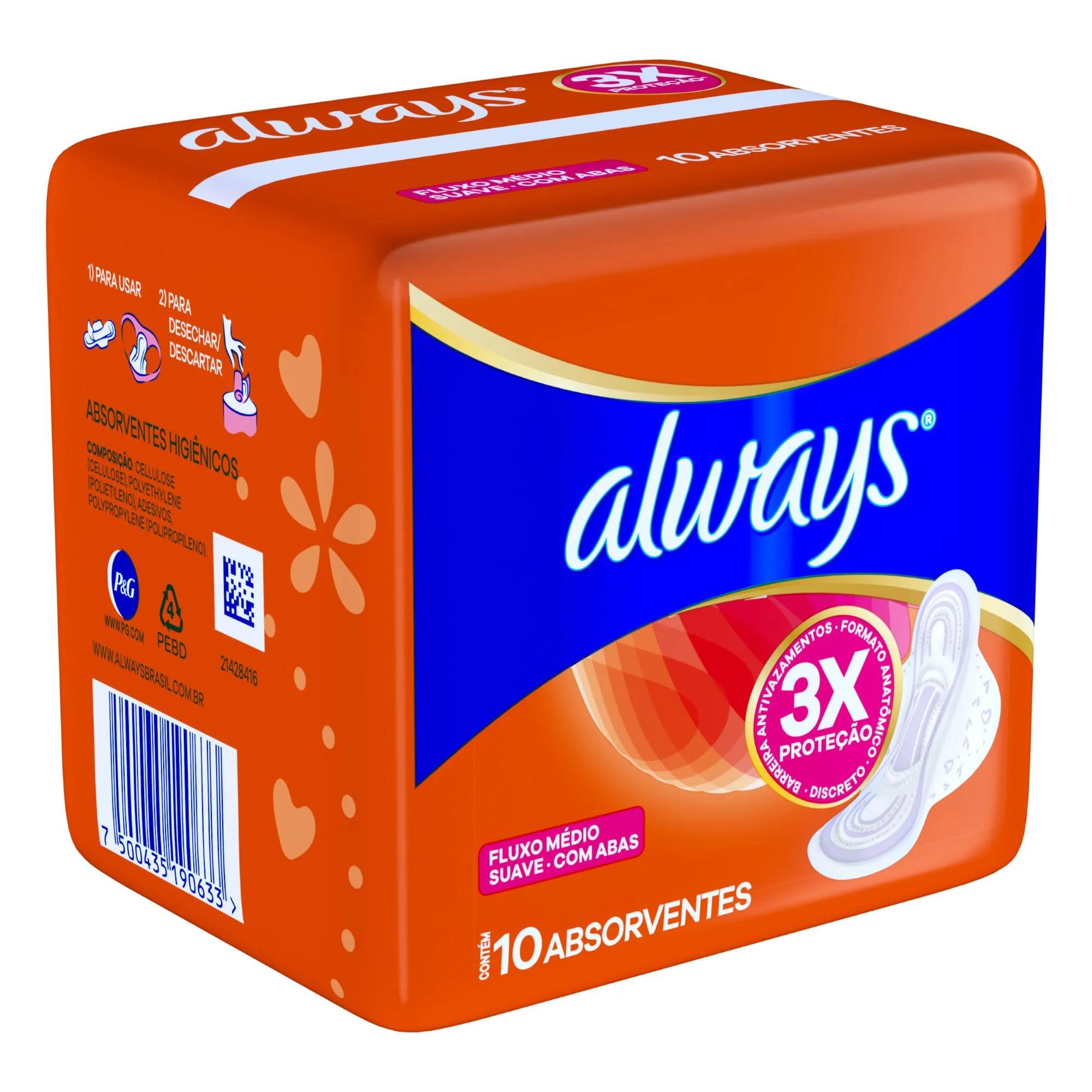 Absorvente Always Fluxo Médio Suave Com Abas 10 Unidades — foto 2
