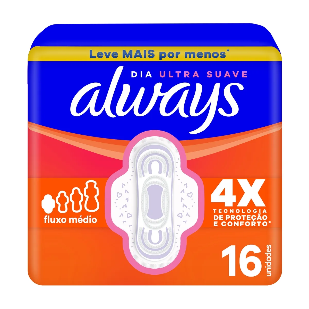 Absorvente Always Super Proteção Cobertura Suave com Abas Fluxo Leve P 16 Unidades