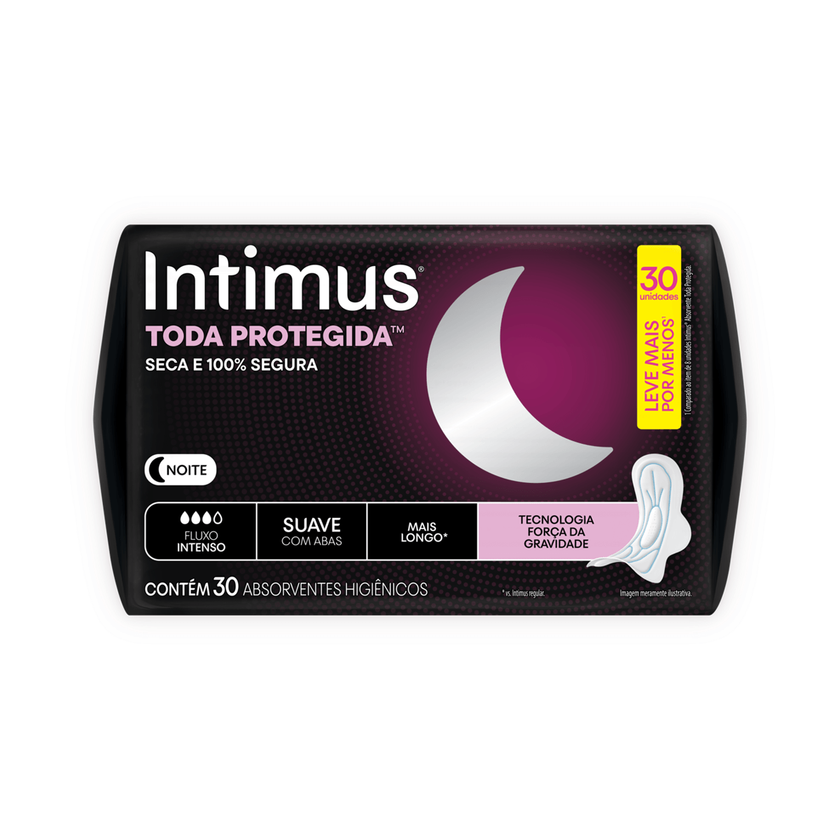Absorvente Intimus Noturno Cobertura Suave com Abas 30 Unidades — foto 4