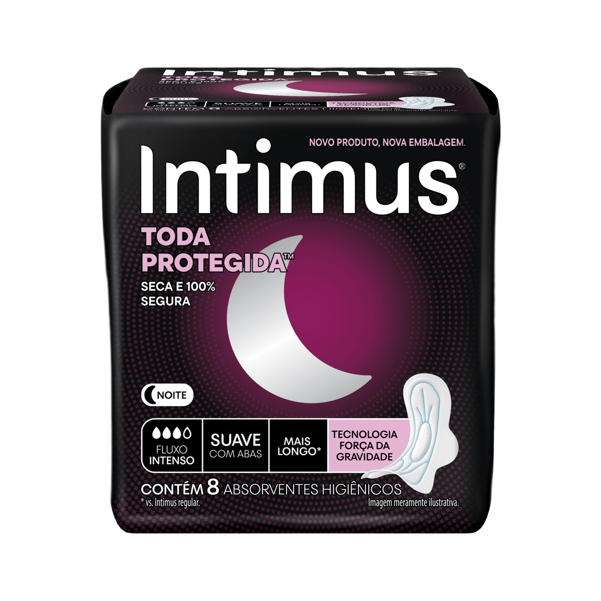 Absorvente Intimus Noturno Cobertura Suave com Abas 8 Unidades — foto 3