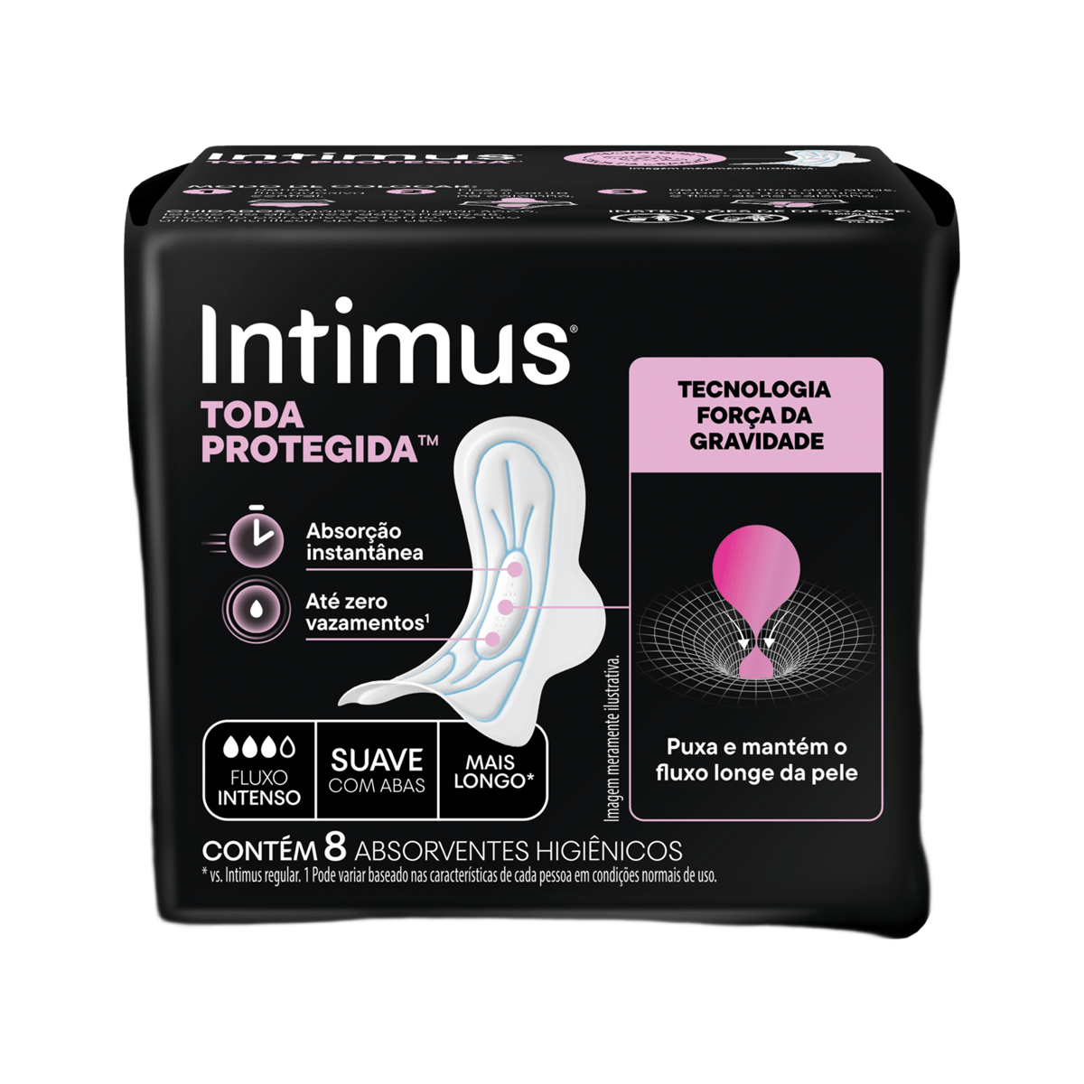 Absorvente Intimus Noturno Cobertura Suave com Abas 8 Unidades