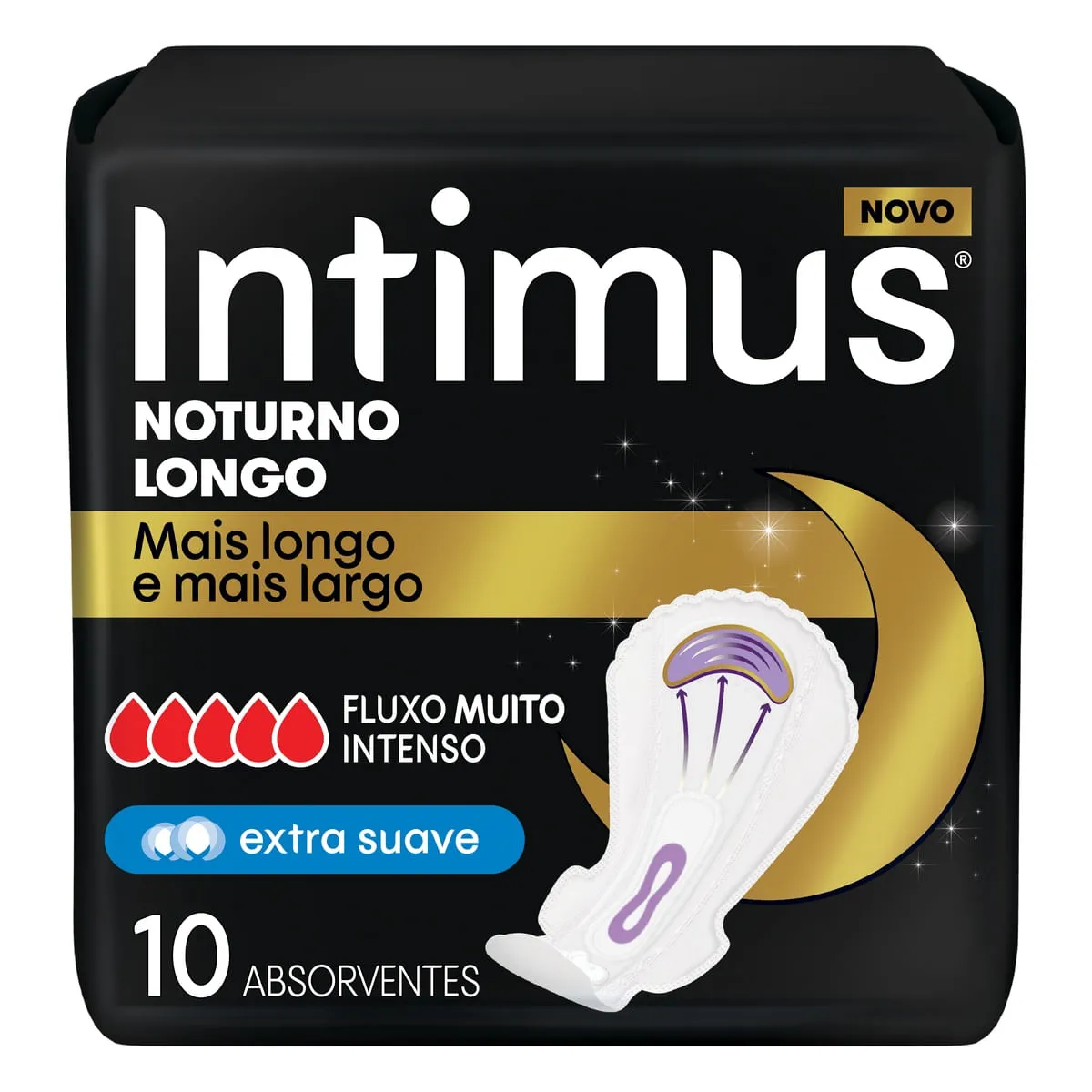 Absorvente Intimus Noturno Suave Extra Longo Com Abas 10 Unidades
