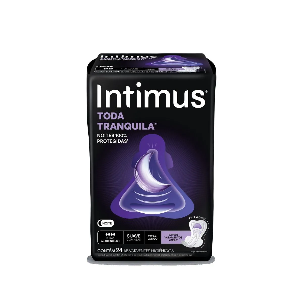 Absorvente Intimus Toda Tranquila Noite Com Abas Suave Extra Longo 24 Unidades