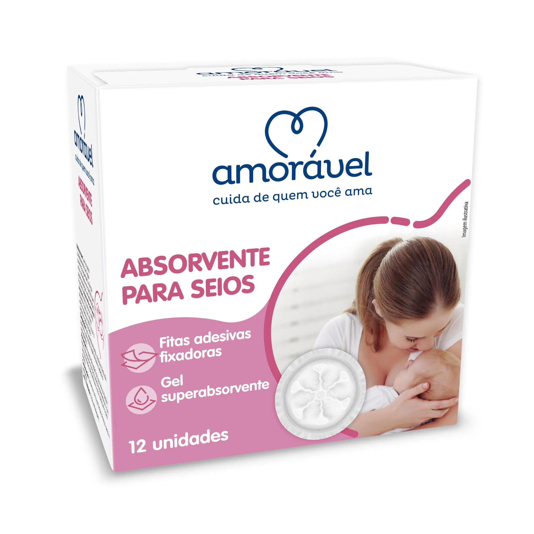 Absorvente Para Seios Amorável 12 Unidades