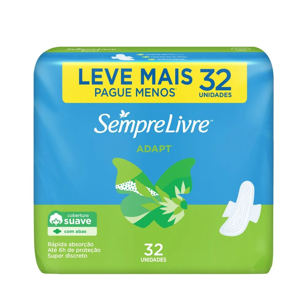 Absorvente Sempre Livre Adapt Cobertura Suave com Abas 32 Unidades — foto 2