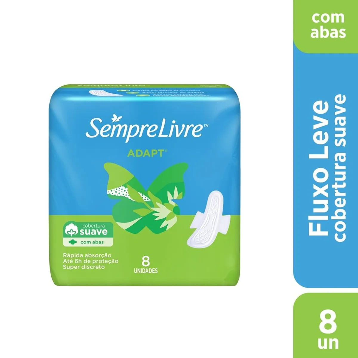 Absorvente Sempre Livre Adapt Cobertura Suave com Abas 8 Unidades