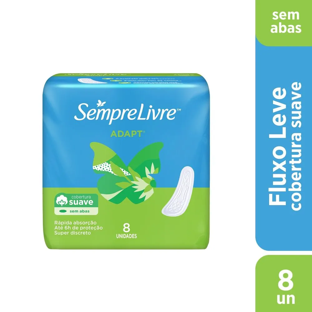 Absorvente Sempre Livre Adapt Cobertura Suave Sem Abas 8 Unidades