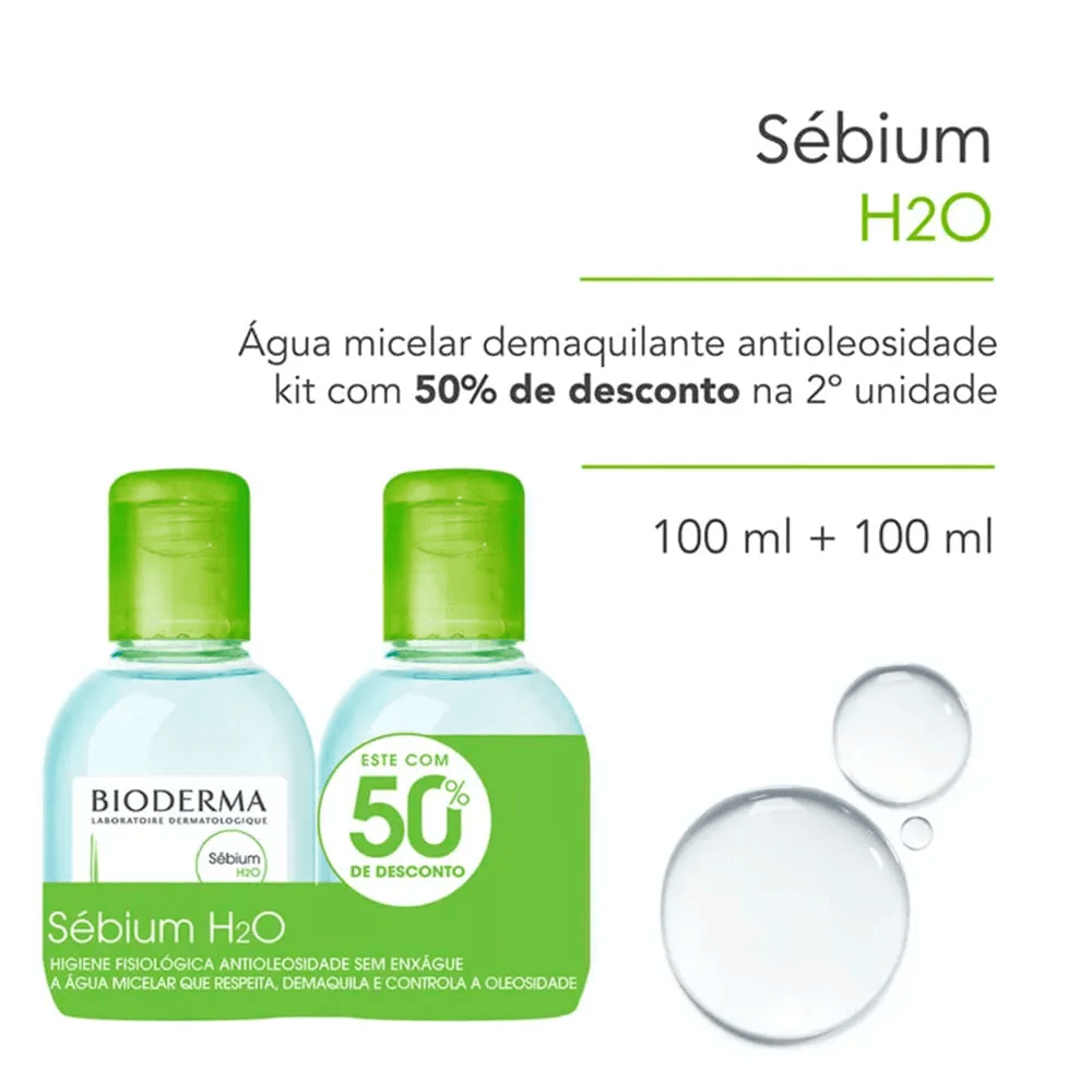 Água Micelar Bioderma Sébium H2O 100ml 2 Unidades — foto 2