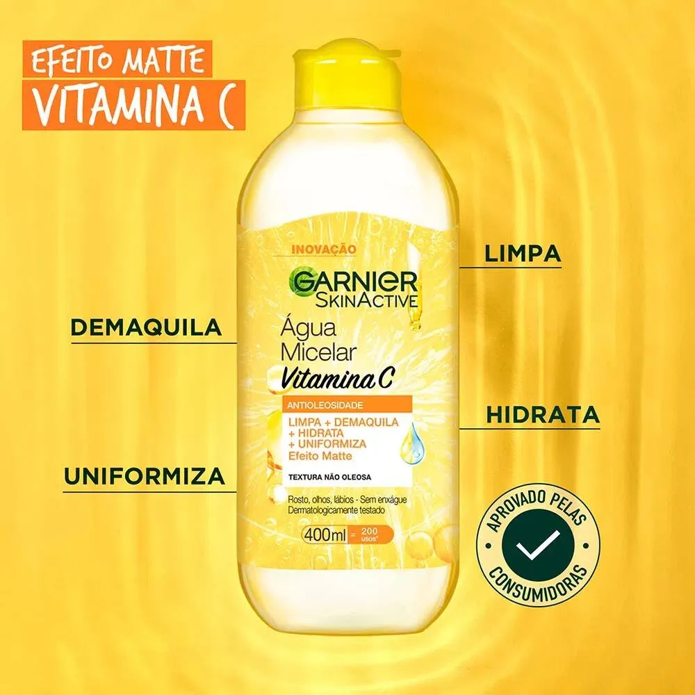 Água Micelar Garnier SkinActive Antioleosidade com Vitamina C 400ml — foto 4