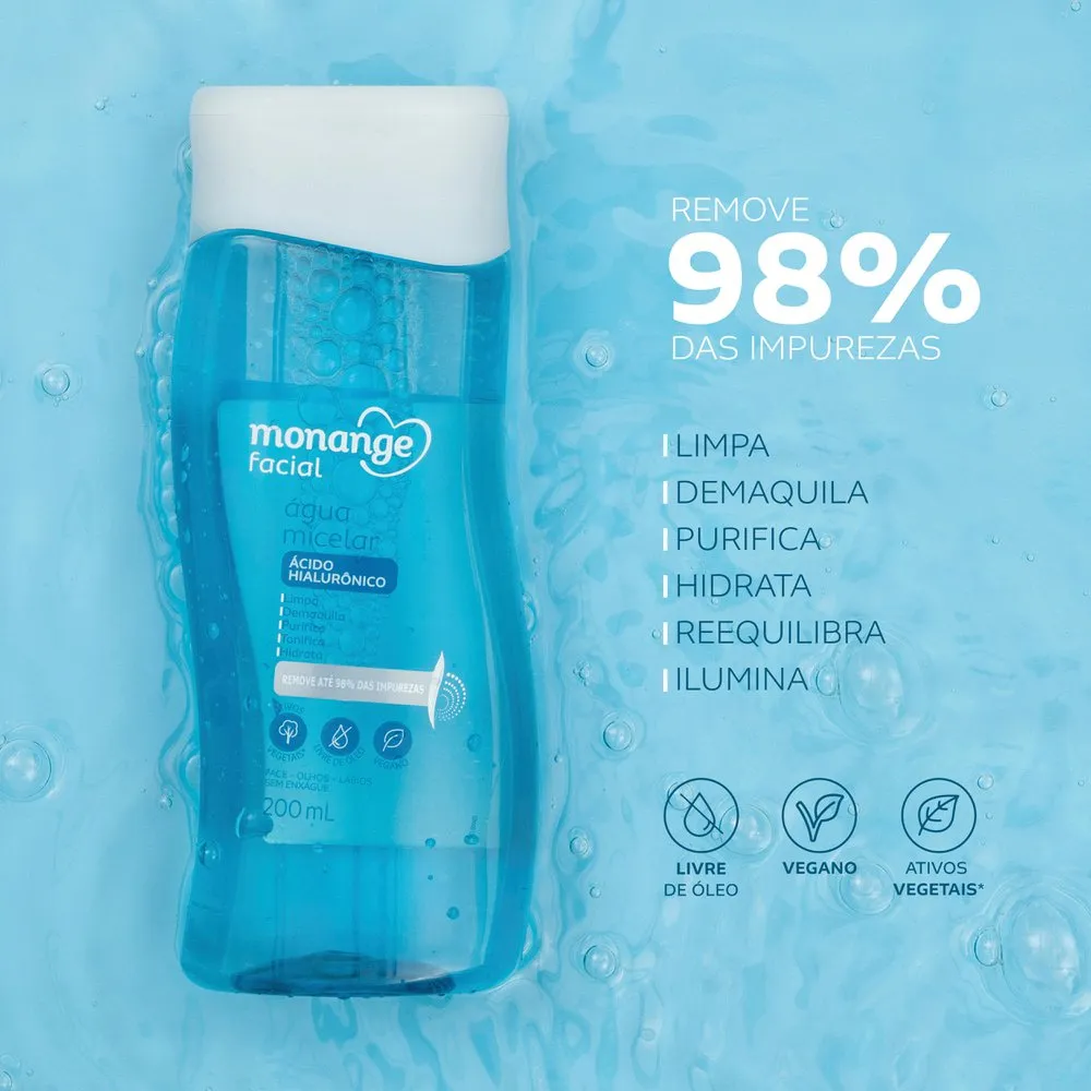 Água Micelar Monange Demaquilante Ácido Hialurônico 200ml — foto 2