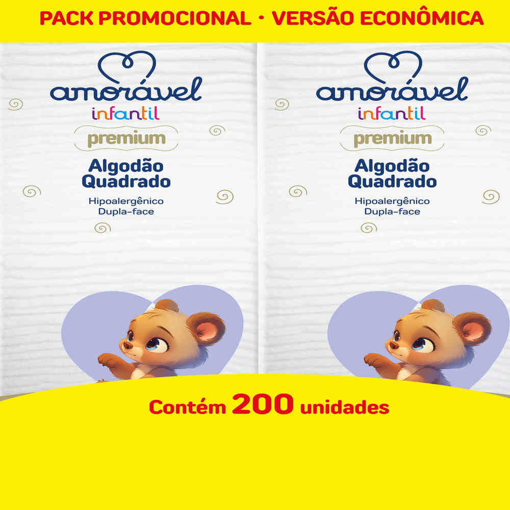 Algodao Quadrado Amoravel 200 Unidades