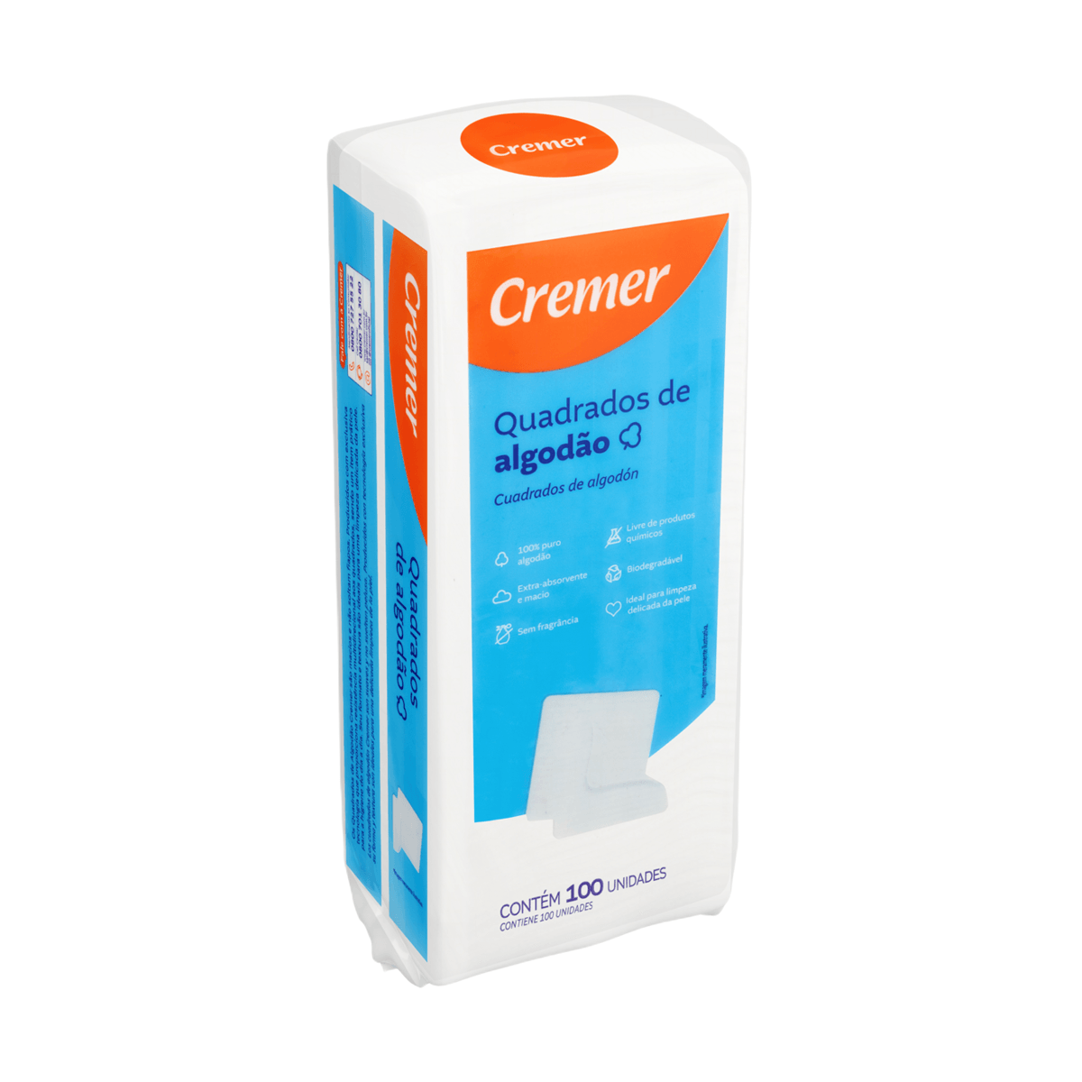 Algodão Quadrado Cremer Hidrófilo 100 Unidades — foto 2