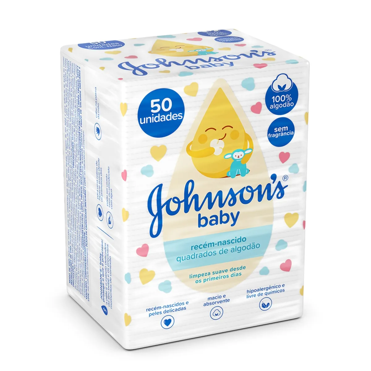 Algodão Quadrado Sem Perfume Johnsons Baby 50 Unidades — foto 5
