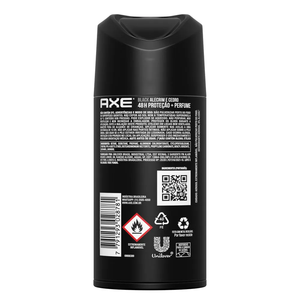 Antitranspirante Axe Black Aerosol 152ml — foto 3