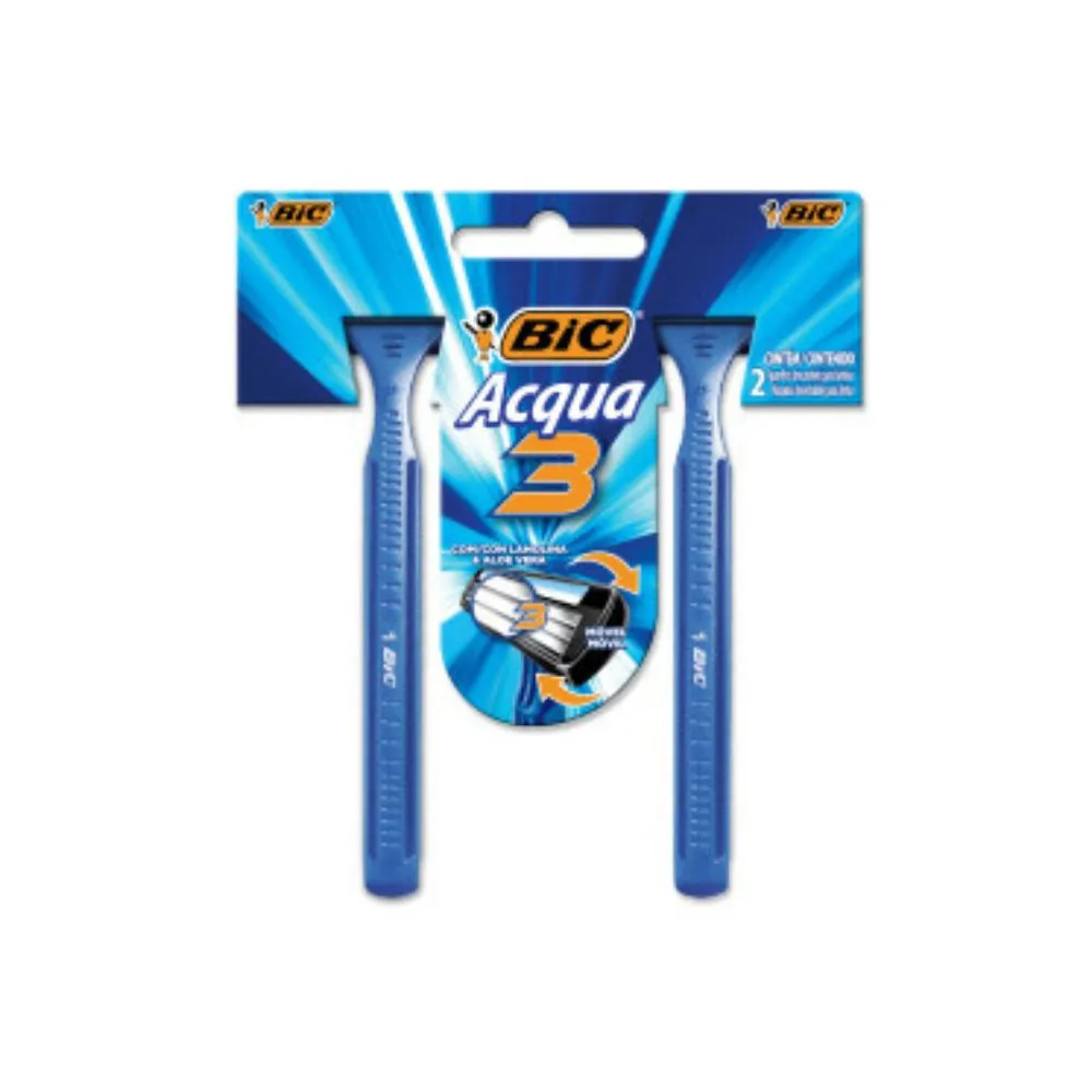 Aparelho de Barbear Descartável Bic Acqua 3 2 Unidades