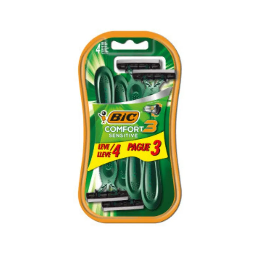 Aparelho de Barbear Descartável Bic Comfort 3 Sensitive 4 Unidades