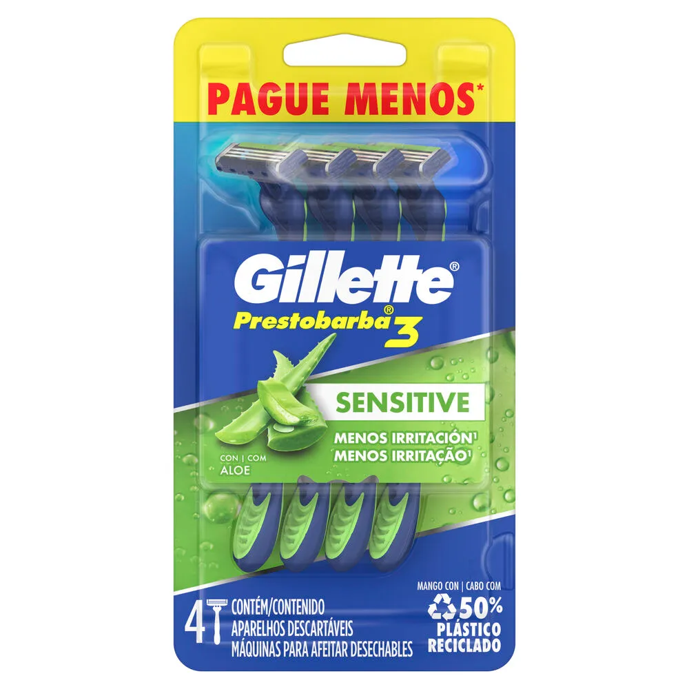 Aparelho de Barbear Descartável Gillette Prestobarba 3 Sensitive 4 Unidades — foto 11