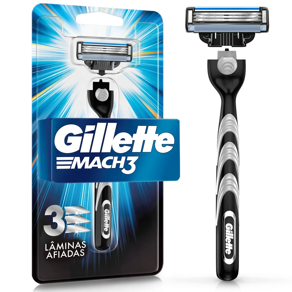 Aparelho de Barbear Recarregável Gillette Mach3 1 Unidade + 1 Cartucho