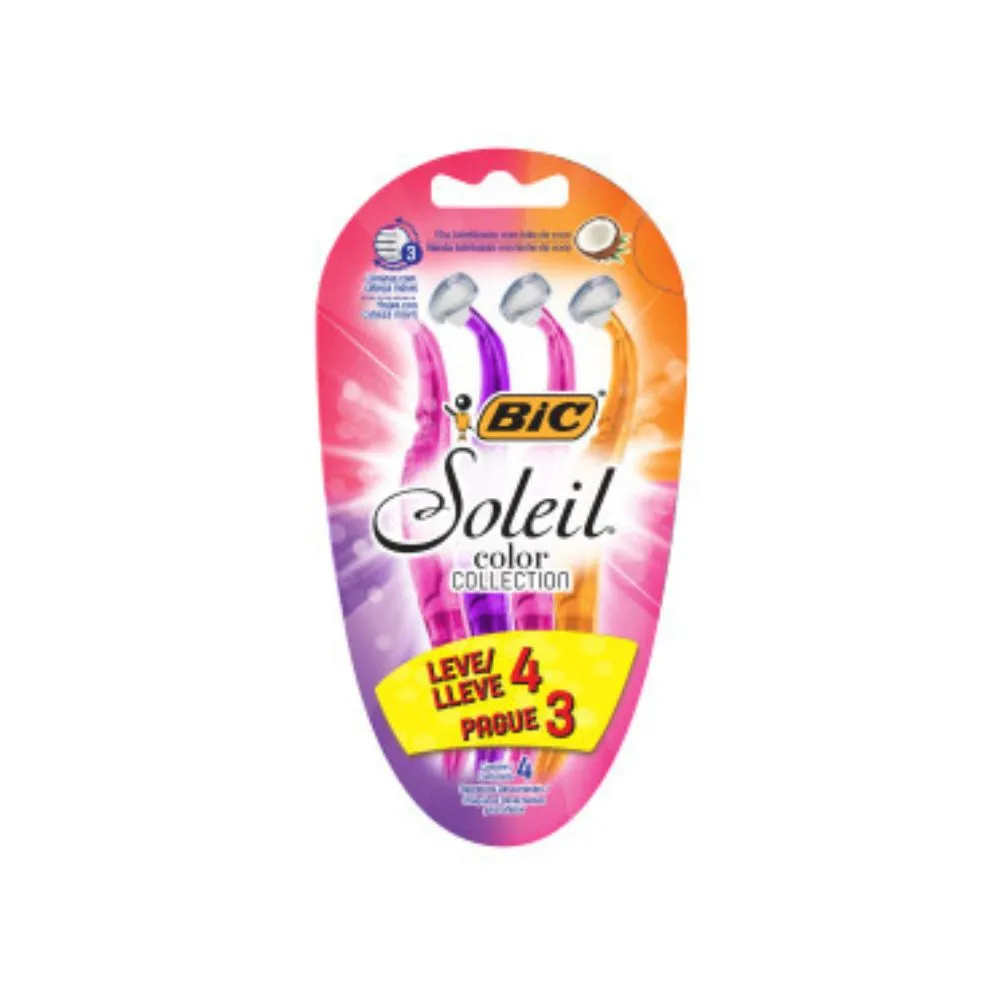 Aparelho de Depilação Descartável Bic Soleil Color Collection 4 Unidades