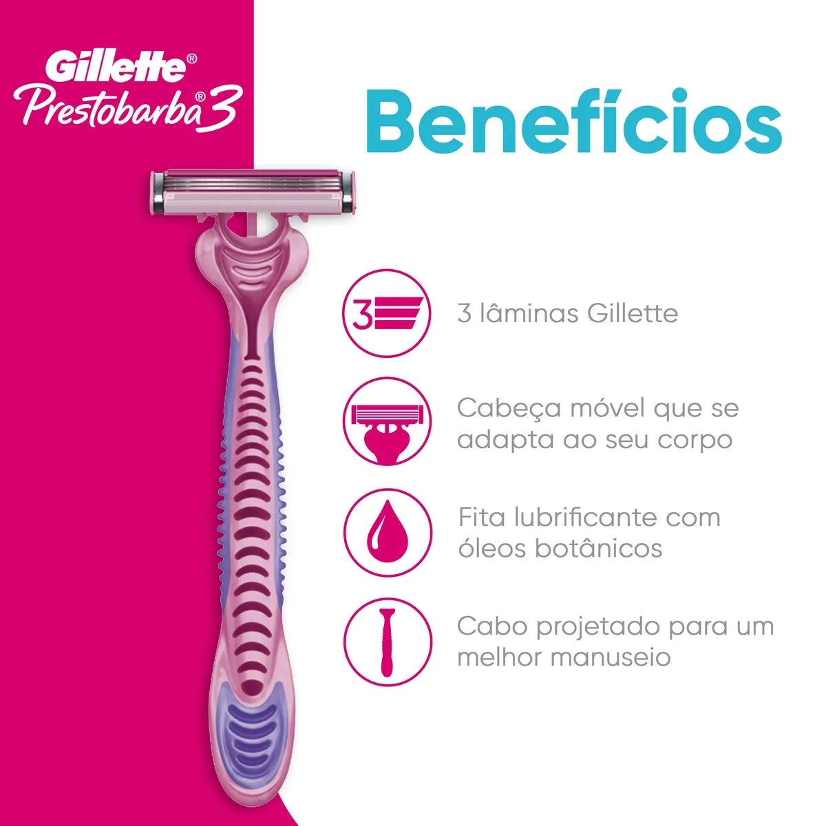 Aparelho de Depilação Descartável Gillette Prestobarba 3 Feminino 4 Unidades — foto 2