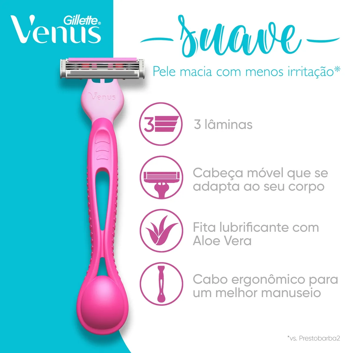 Aparelho de Depilação Descartável Gillette Venus Suave 2 Unidades — foto 2