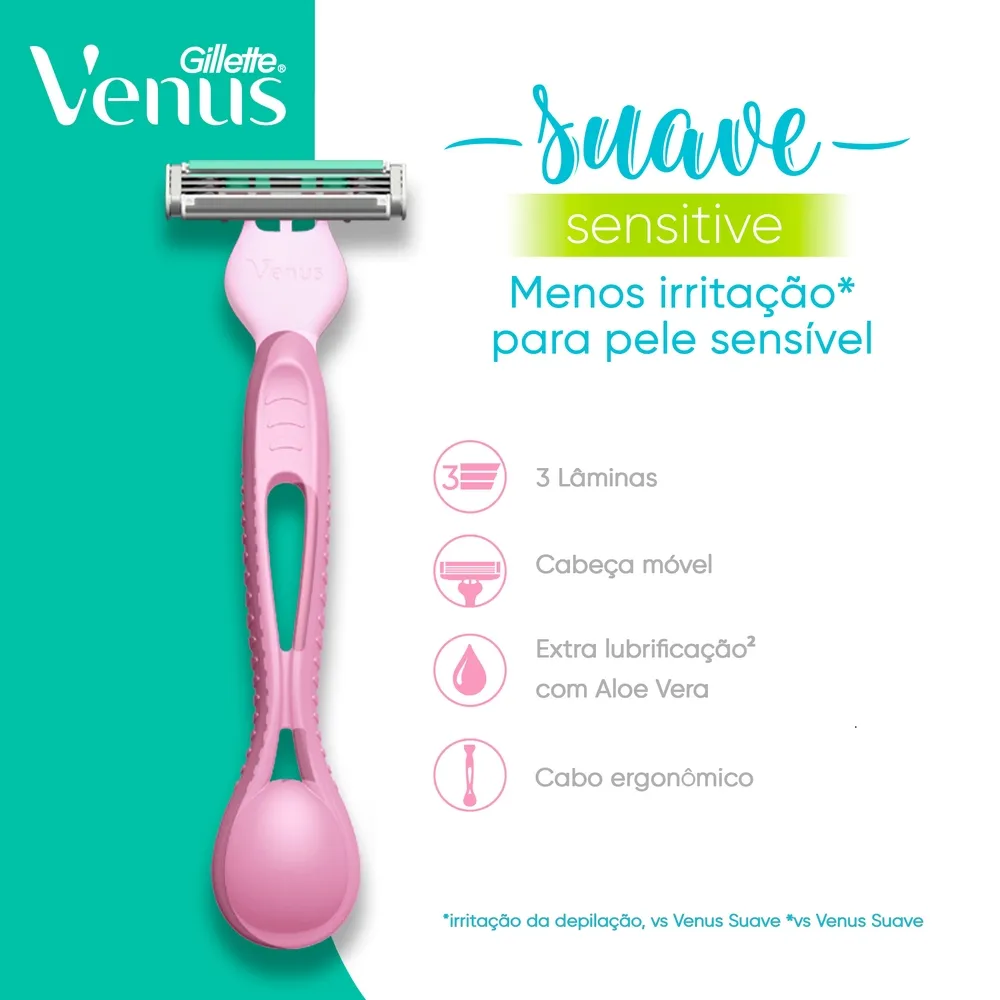 Aparelho de Depilação Descartável Gillette Venus Suave Sensitive 4 Unidades — foto 2