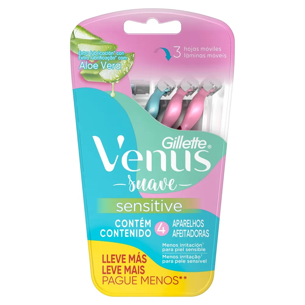 Aparelho de Depilação Descartável Gillette Venus Suave Sensitive 4 Unidades — foto 9