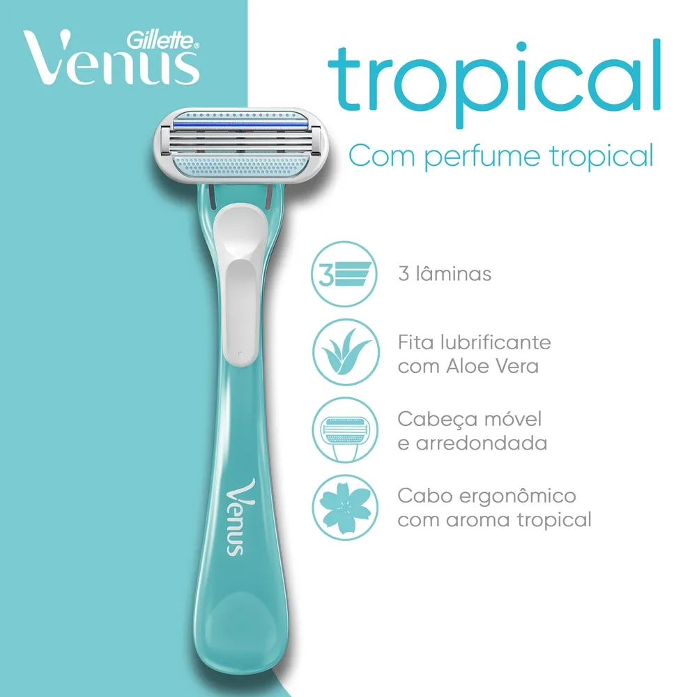 Aparelho de Depilação Descartável Gillette Venus Tropical 3 Unidades — foto 3