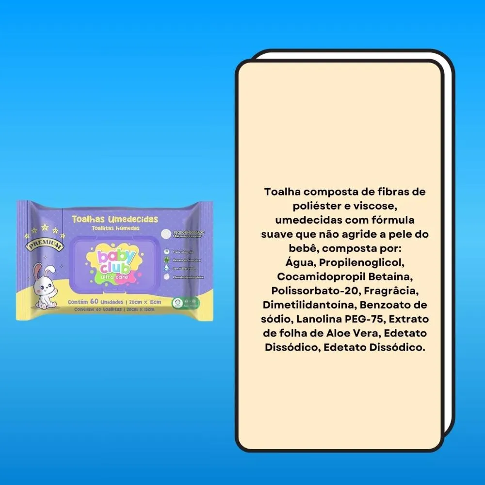 Baby Club Toalhas Umedecidas Premium 60 Folhas — foto 3
