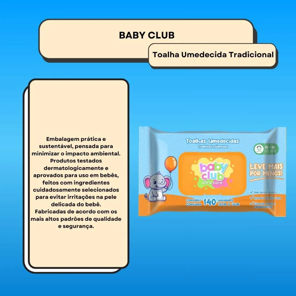 Baby Club Toalhas Umedecidas Tradicional 140 Folhas — foto 2