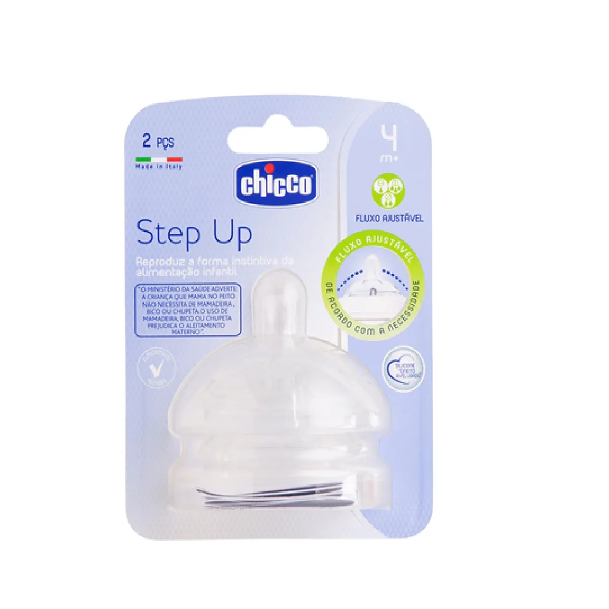 Bico para Mamadeira Chicco Step Up Redondo +4 meses Fluxo Ajustável Silicone 1 Unidades