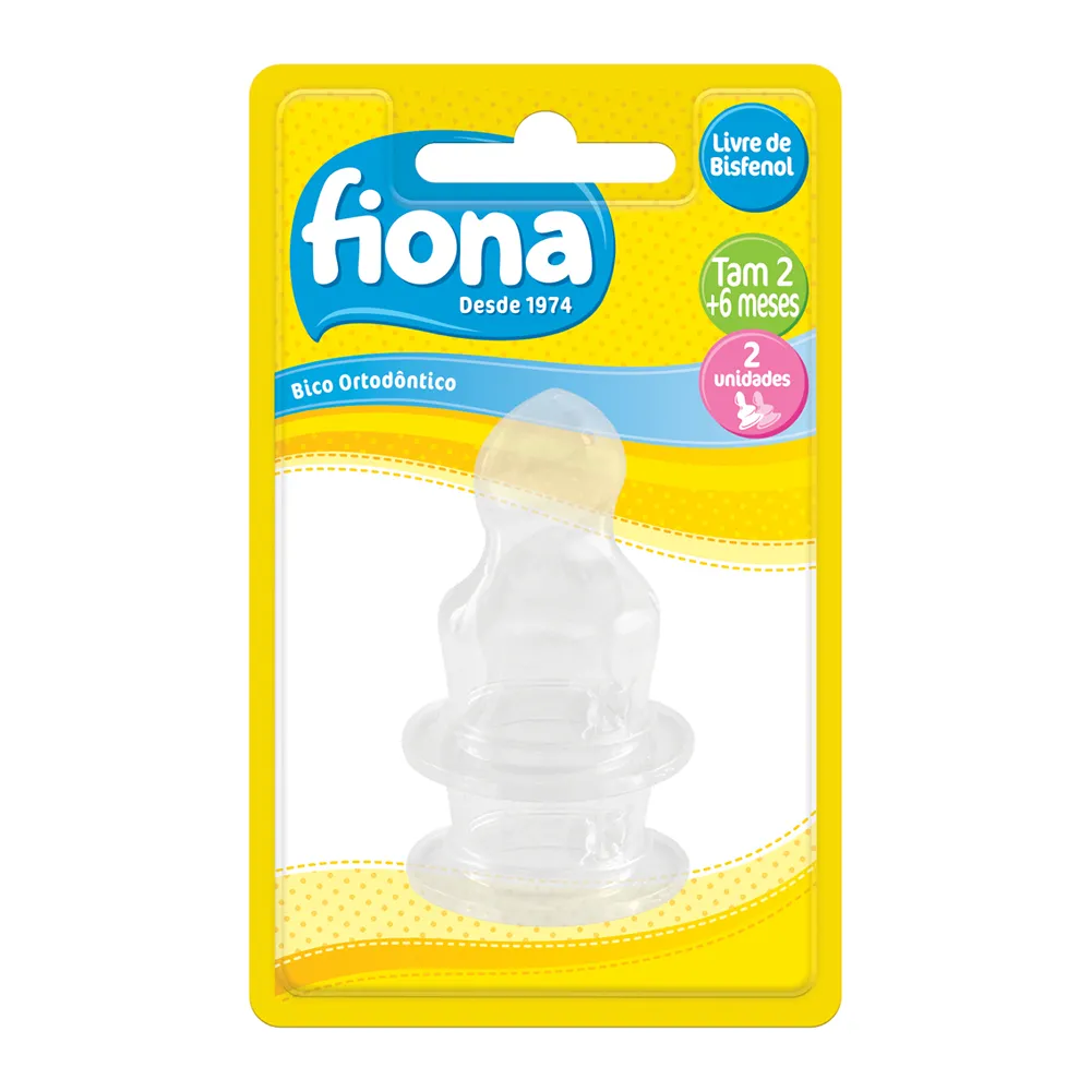 Bico para Mamadeira Fiona Ortodôntico Silicone Tamanho 2 1 Unidades