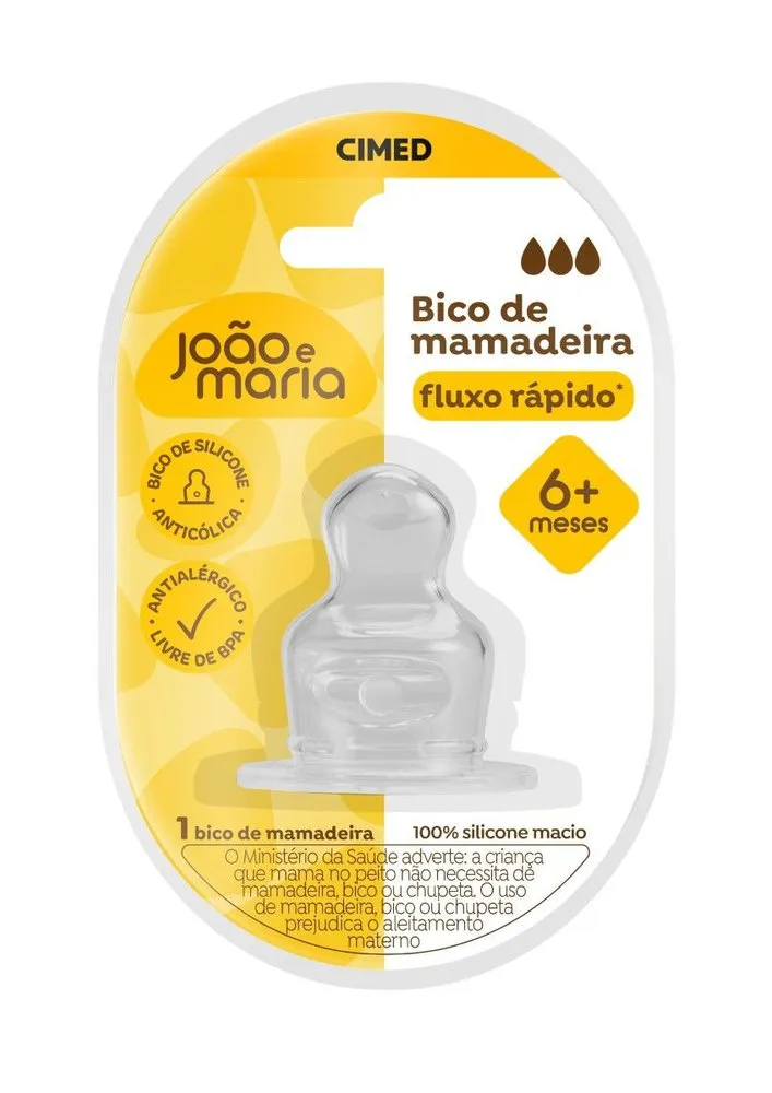 Bico Para Mamadeira Joao E Maria Silicone Fluxo Rapido