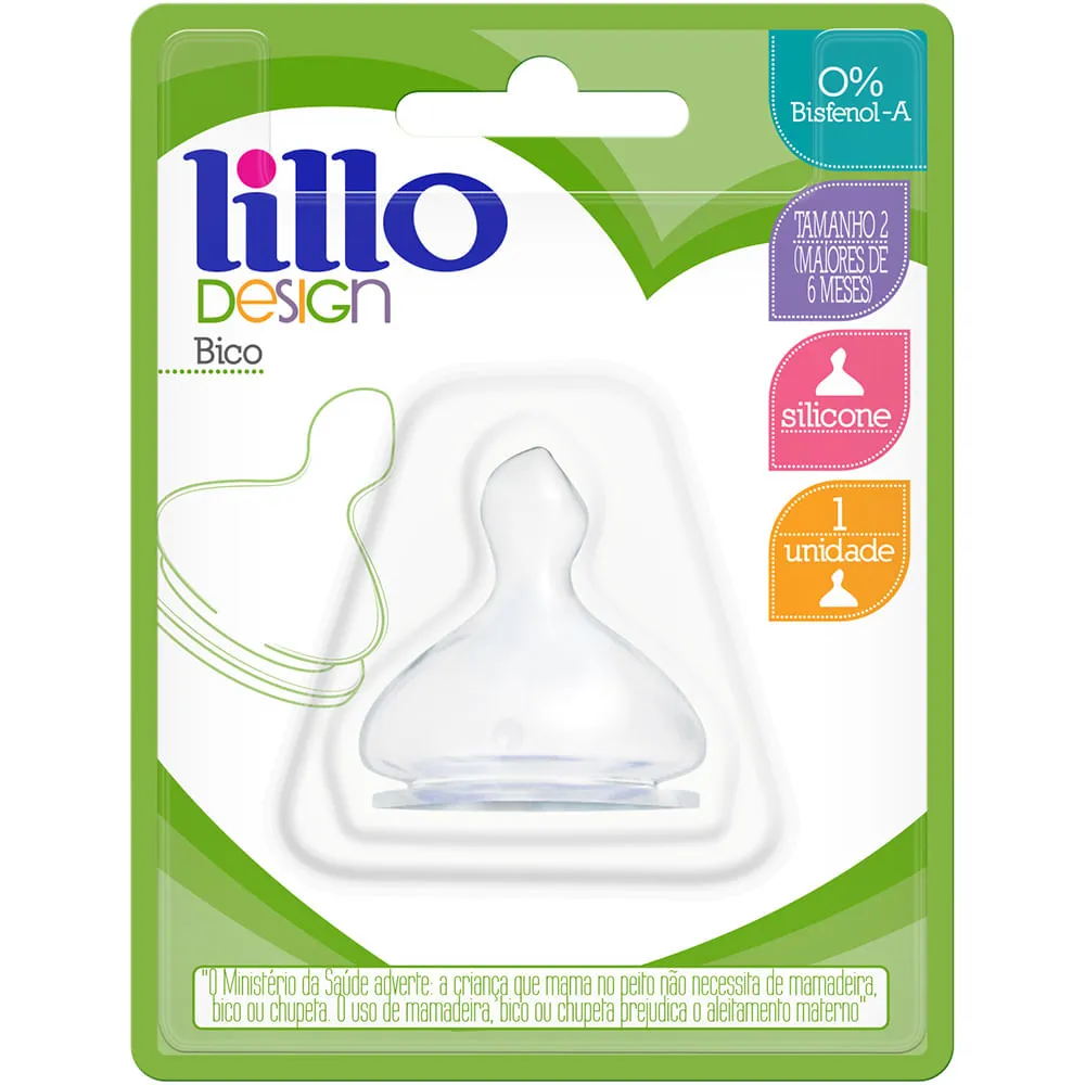 Bico para Mamadeira Lillo Design Ortodôntico +6 meses Silicone Tamanho 2 1 Unidades