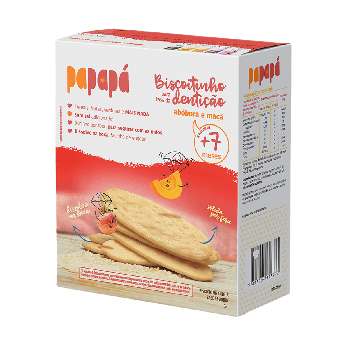 Biscoito Infantil Papapá Sabor Abóbora e Maçã +7 Meses 36g — foto 2