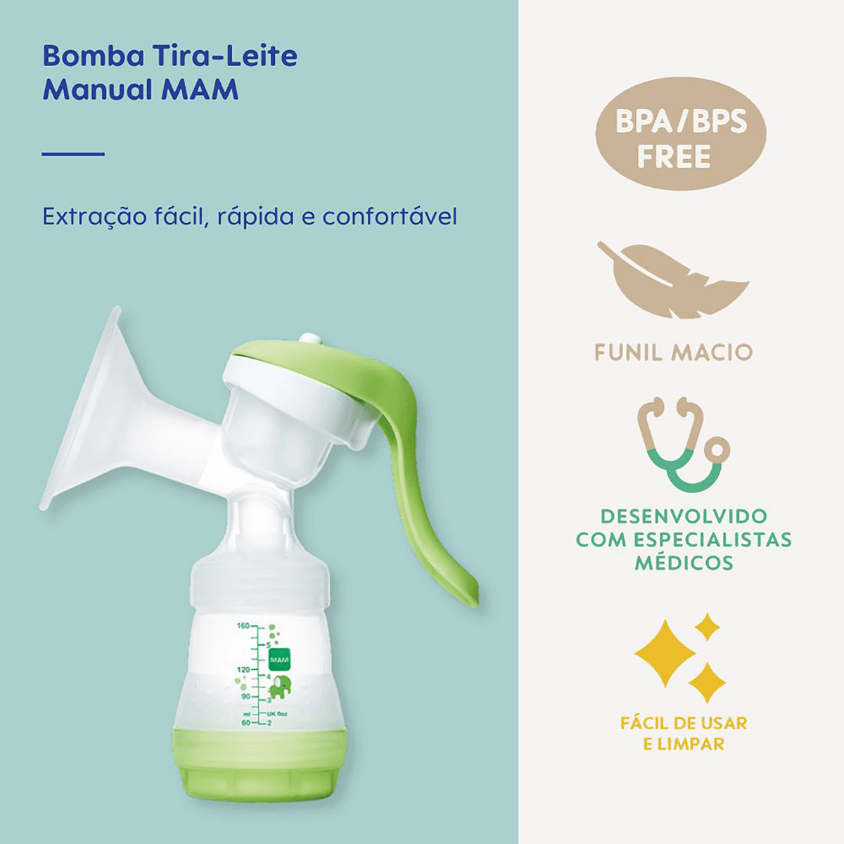 Bomba de Tirar Leite MAM Manual Verde 160ml 1 Unidade — foto 9