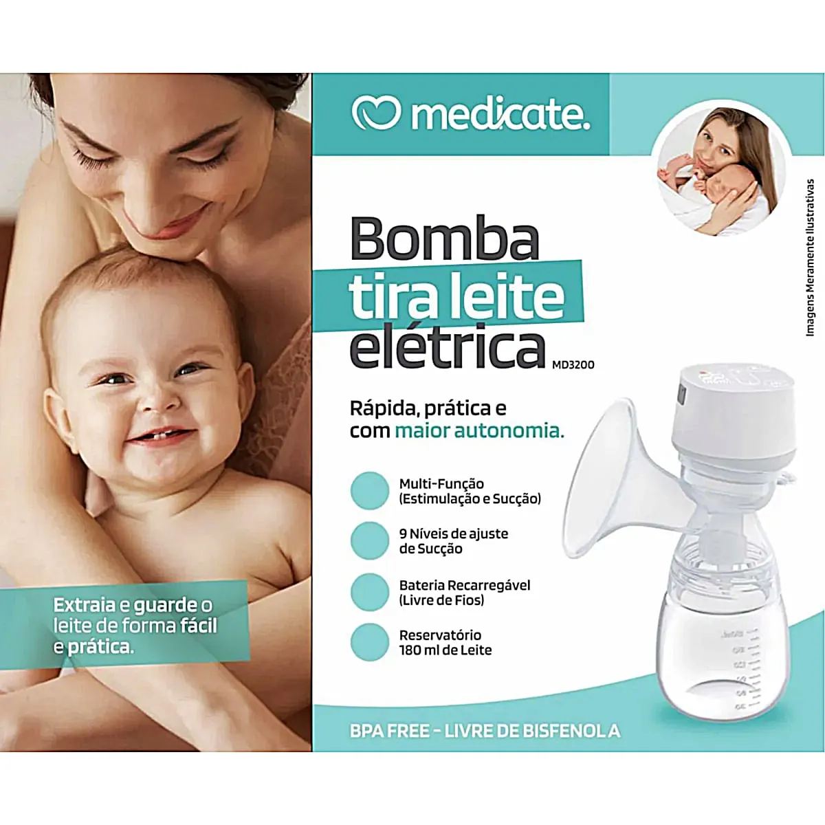 Bomba Tira-Leite Materno - Elétrica - Bateria Recarregável — foto 2