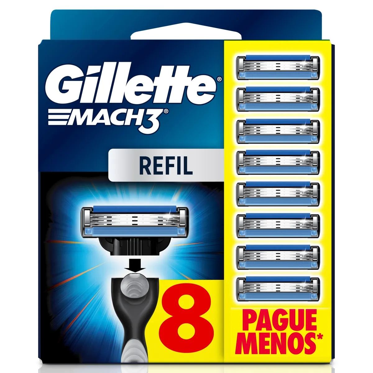 Carga para Aparelho de Barbear Gillette Mach3 8 Unidades
