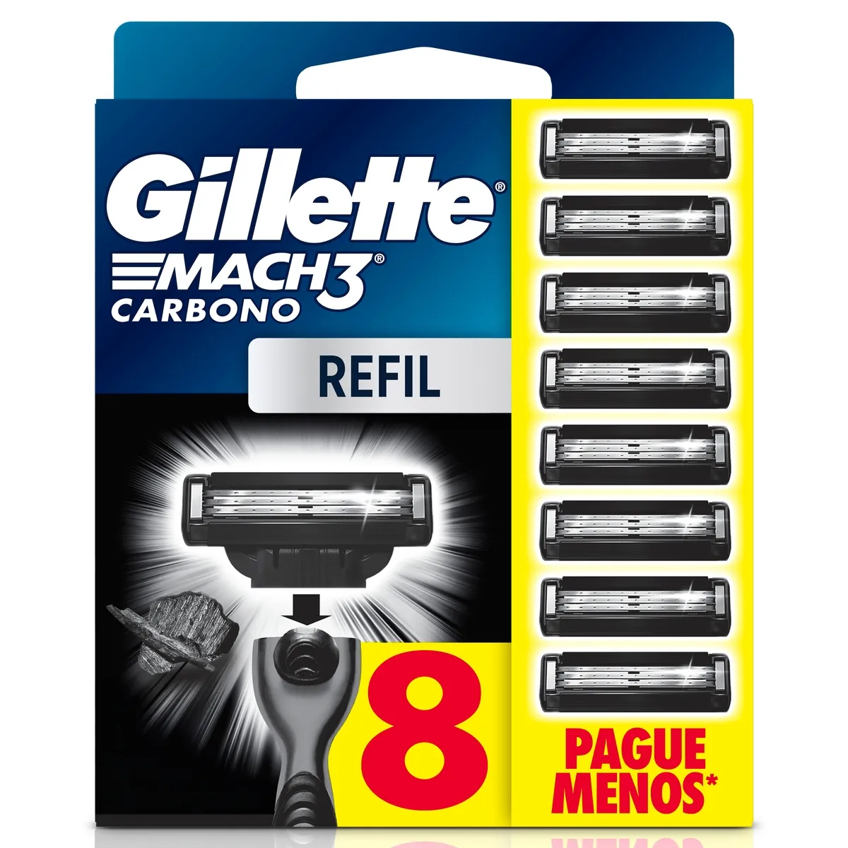 Carga para Aparelho de Barbear Gillette Mach3 Carbono 8 Unidades
