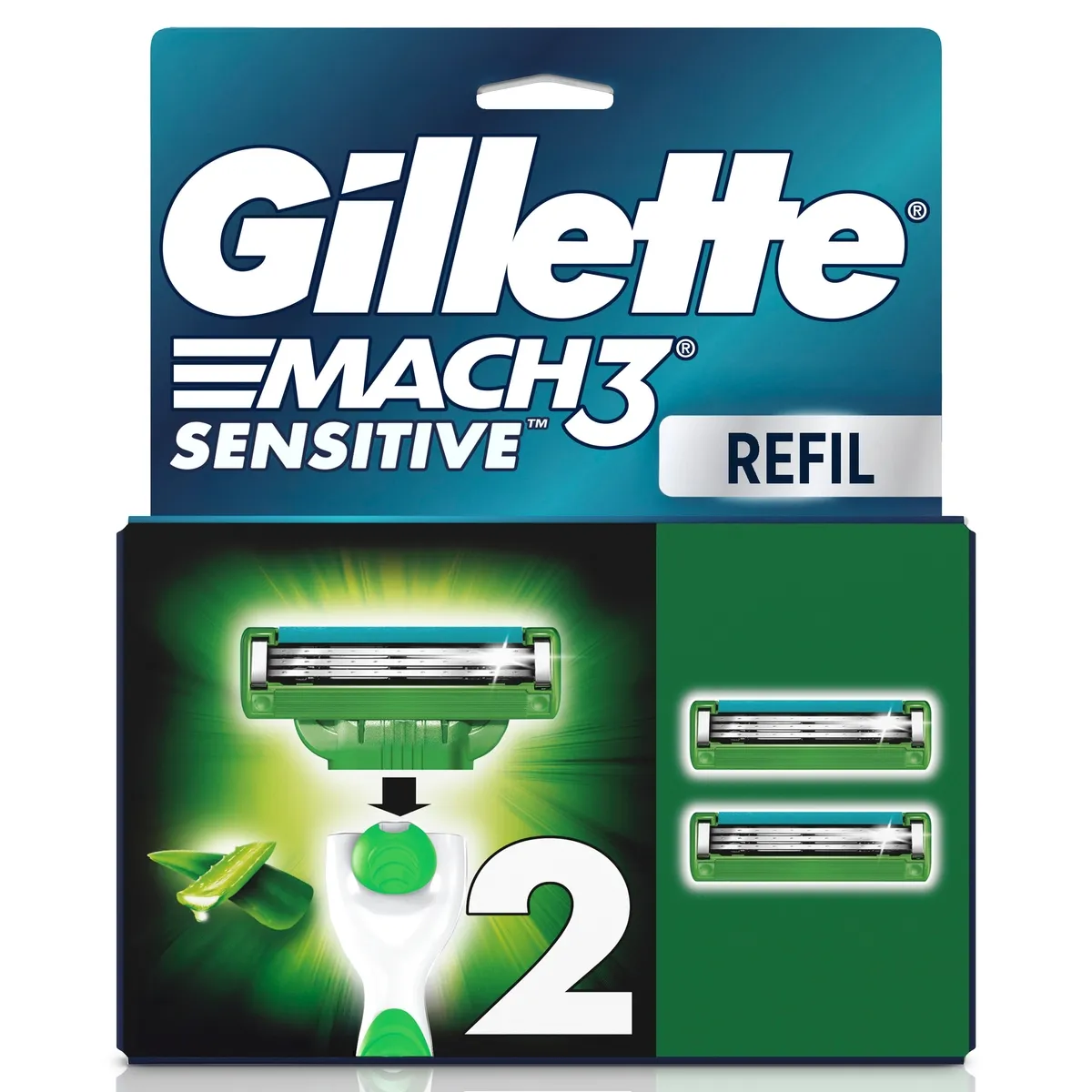 Carga para Aparelho de Barbear Gillette Mach3 Sensitive 2 Unidades