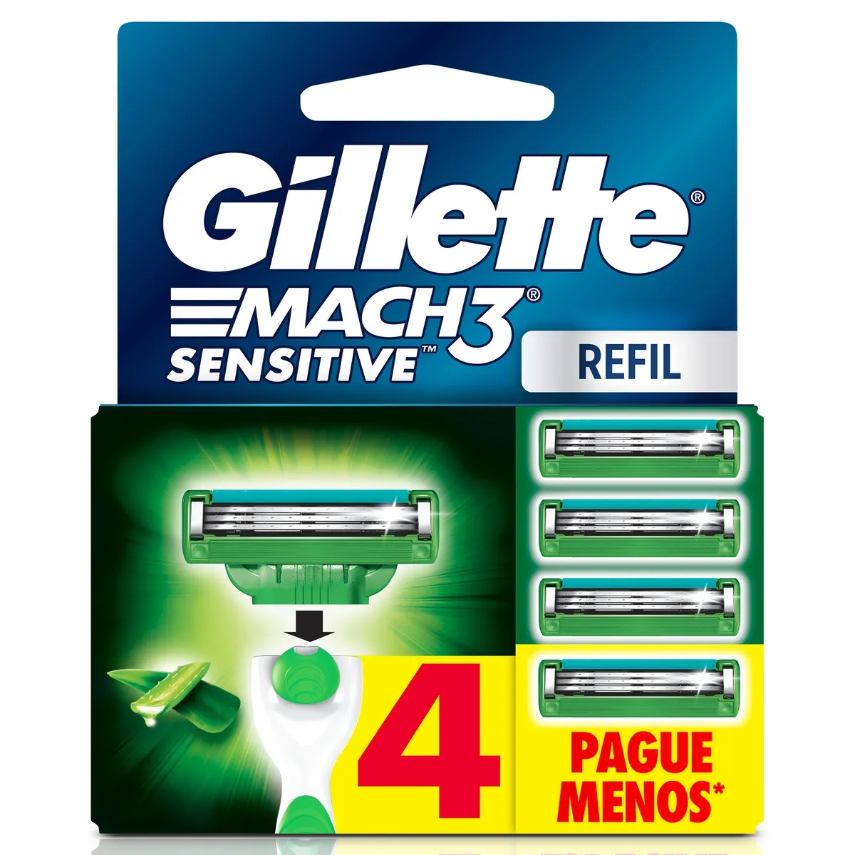 Carga para Aparelho de Barbear Gillette Mach3 Sensitive 4 Unidades