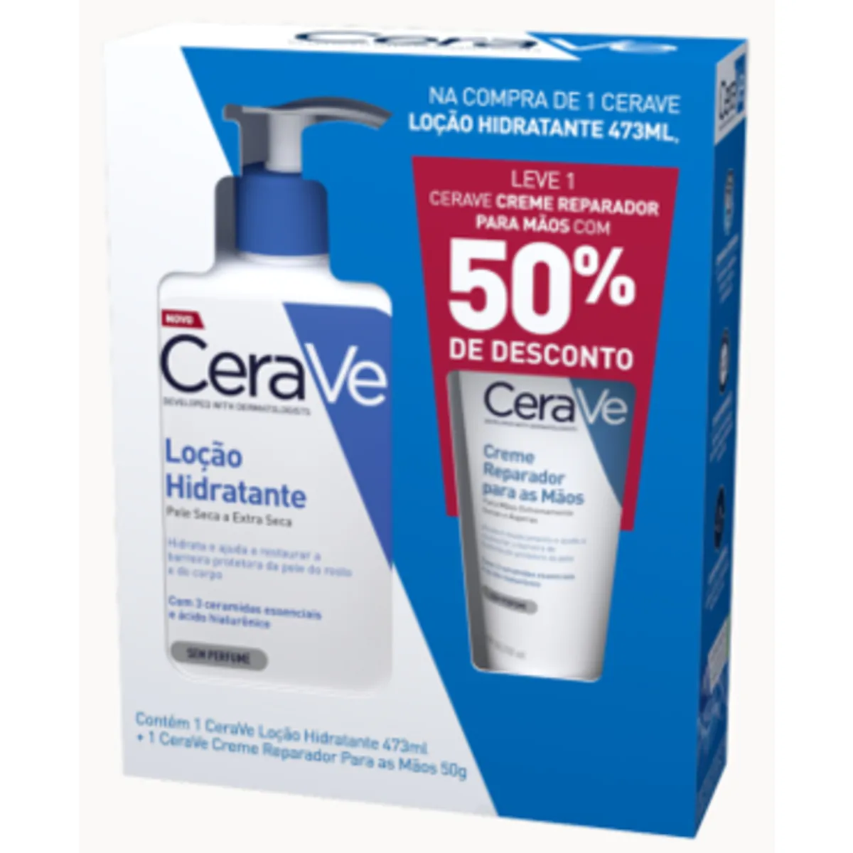 Cerave Loçao Hidratante 473ml Ganhe 50% De Desconto No Cerave Mãos