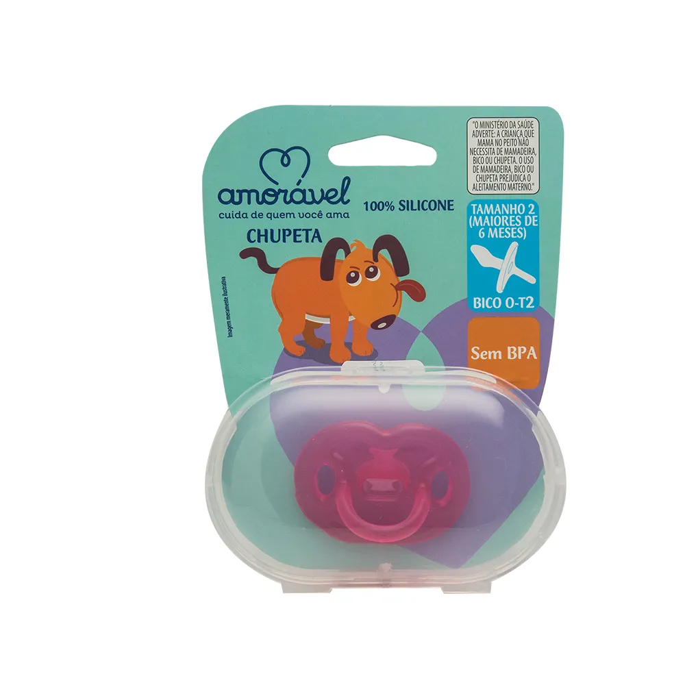 Chupeta Amorável 100% Silicone Ortodôntico Feminino A Partir De 6 Meses