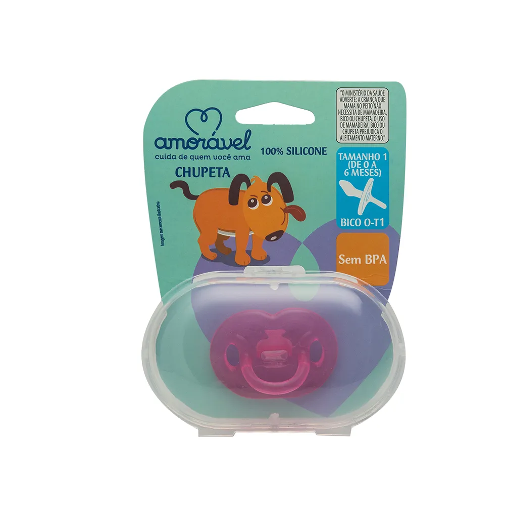 Chupeta Amorável 100% Silicone Ortodôntico Feminino De 0 A 6 Meses