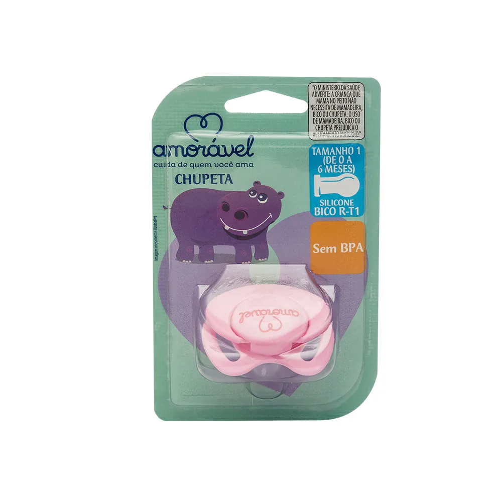 Chupeta Amorável silicone Redonda Rosa de 0 A 6 Meses 401101