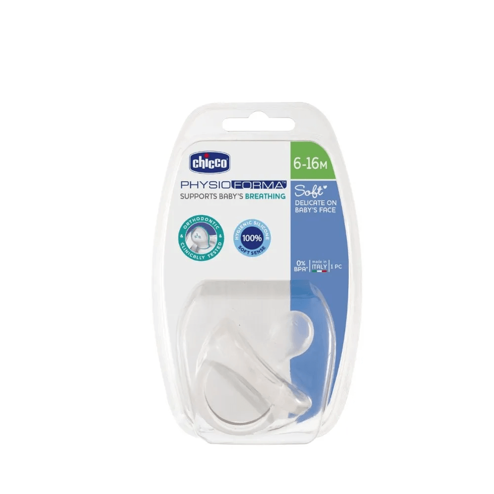 Chupeta Chicco PhysioForma Soft Anatômica de 6 a 16 meses Silicone Transparente 1 Unidades