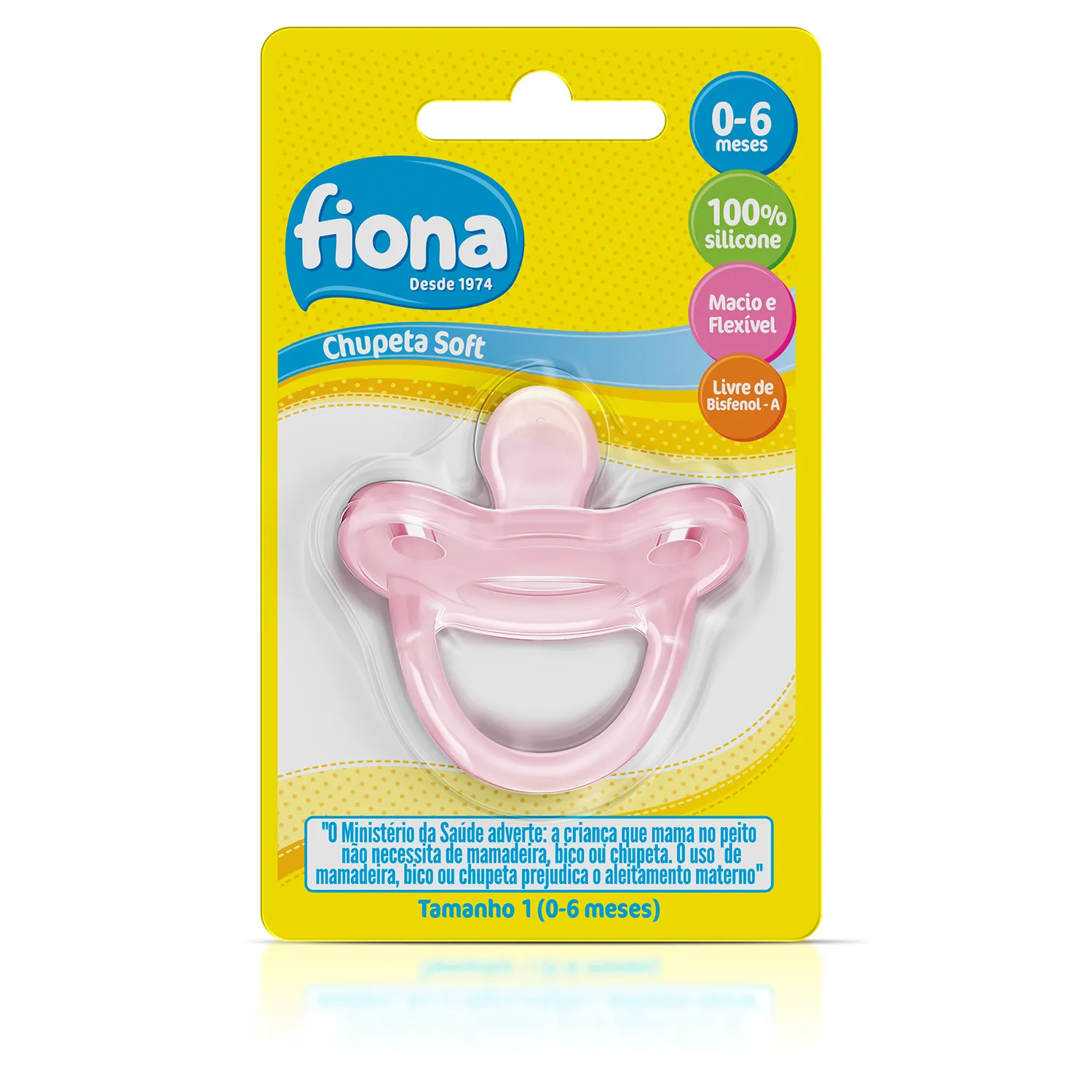 Chupeta Fiona Soft Anatômica de 0 a 6 meses Silicone Rosa Tamanho 1 1 Unidades