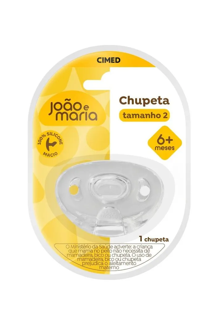 Chupeta João e Maria Ortodôntica +6 meses Silicone Branco Tamanho 2 1 Unidade