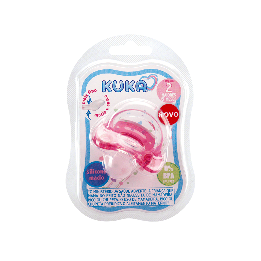 Chupeta Kuka Elegance Plus Ortodôntica +6 meses Silicone Sem BPA Rosa Tamanho 2 1 Unidade